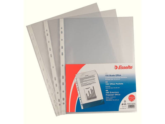 Buste a perforazione universale goffrate Esselte OFFICE 23x33 cm trasparente antiriflesso conf.100 - 395697200