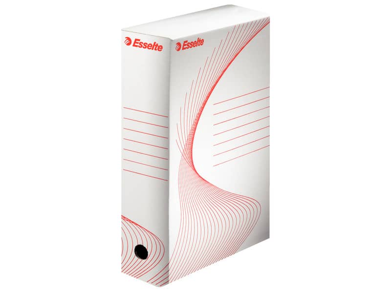 Scatola archivio Esselte Boxy 100 bianco/rosso 25x35x10 cm 20172