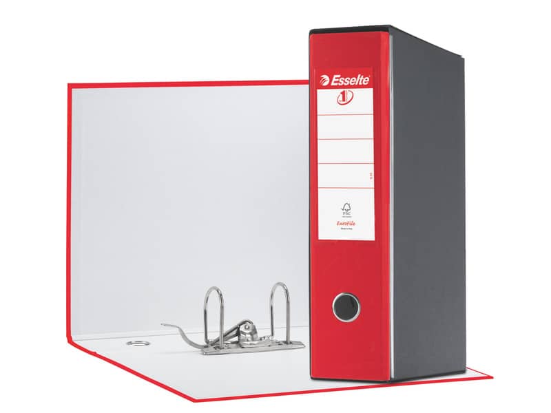Registratore con custodia Esselte G55 Eurofile protocollo dorso 8 cm cartone rivestito in PP rosso vivida - 390755920