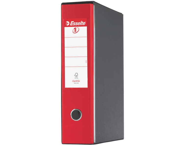Registratore con custodia Esselte G55 Eurofile protocollo dorso 8 cm cartone rivestito in PP rosso vivida - 390755920