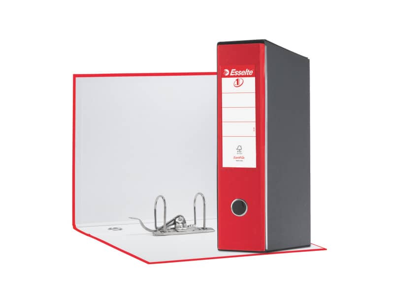 Registratore con custodia Esselte G55 Eurofile protocollo dorso 8 cm cartone rivestito in PP rosso vivida - 390755920