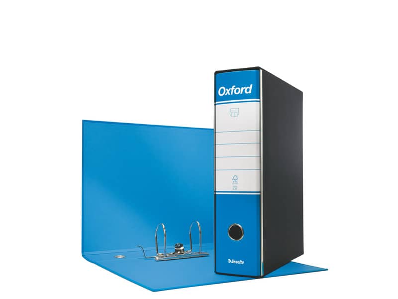 Registratore con custodia Esselte G85 Oxford protocollo 29,5x35 cm - dorso 8 cm azzurro - 390785800