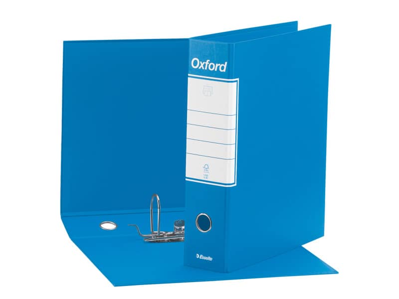 Registratore con custodia Esselte G85 Oxford protocollo 29,5x35 cm - dorso 8 cm azzurro - 390785800