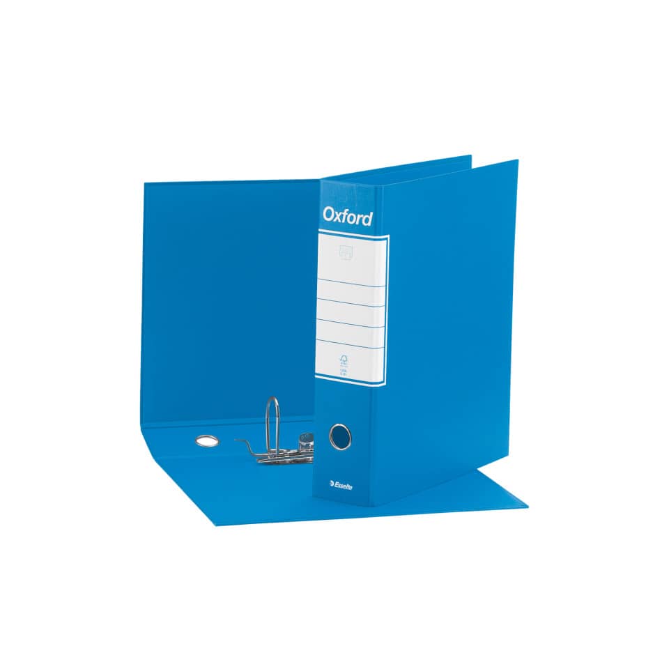 Registratore con custodia Esselte G85 Oxford protocollo 29,5x35 cm - dorso 8 cm azzurro - 390785800