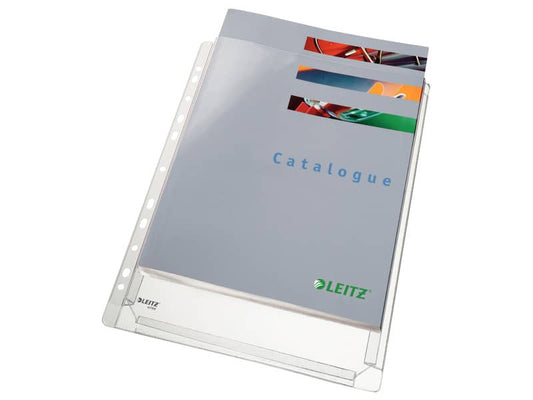 Buste perforate a soffietto Leitz in PVC A4 trasparente confezione da 10 pezzi - 47561003