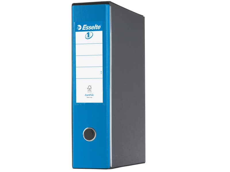 Registratore con custodia Esselte G55 Eurofile protocollo dorso 8 cm cartone rivestito in PP blu vivida - 390755910