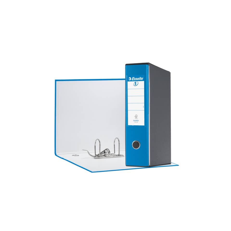 Registratore con custodia Esselte G55 Eurofile protocollo dorso 8 cm cartone rivestito in PP blu vivida - 390755910