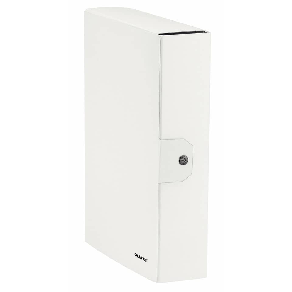 Scatola portaprogetti Leitz WOW in cartone - dorso 8 cm - formato 25x35 cm bianco metallizzato - 39670001