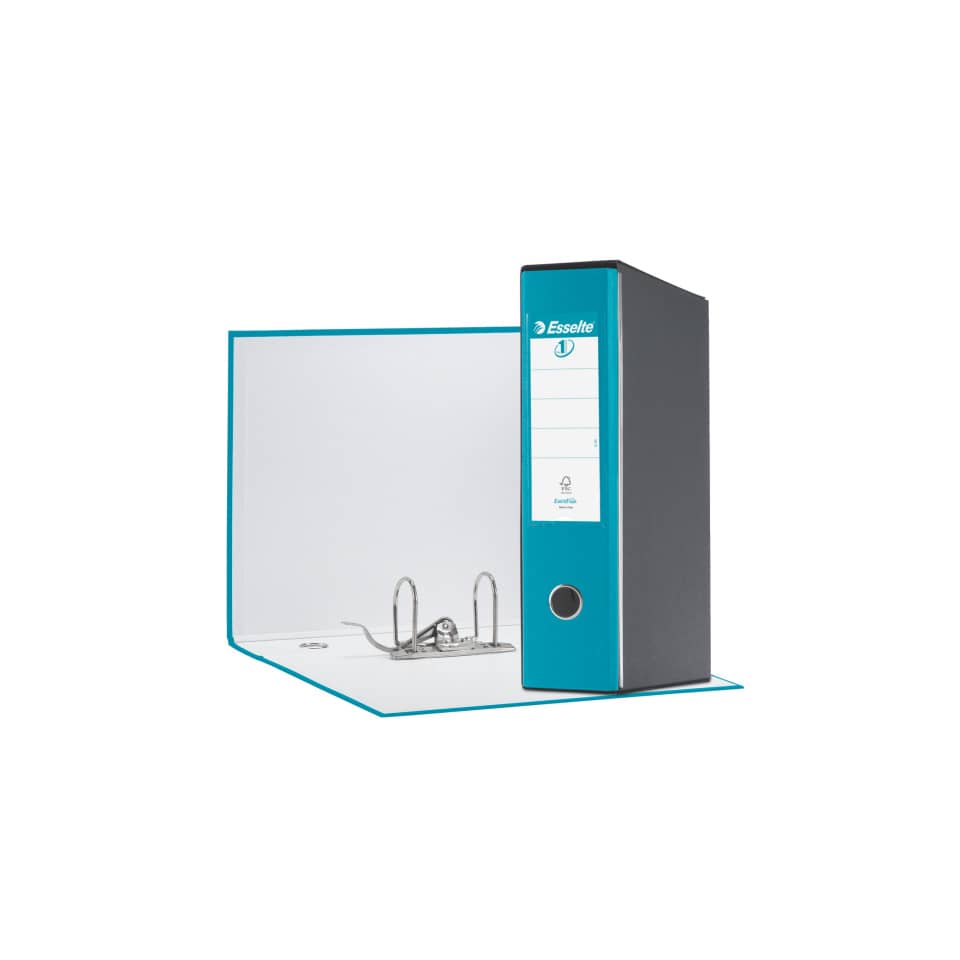 Registratore con custodia Esselte G55 Eurofile protocollo dorso 8 cm cartone rivestito in PP turchese - 390755800
