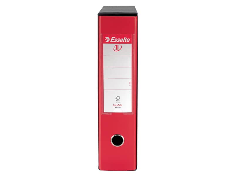 Registratore con custodia Esselte G55 Eurofile protocollo dorso 8 cm cartone rivestito in PP rosso vivida - 390755920