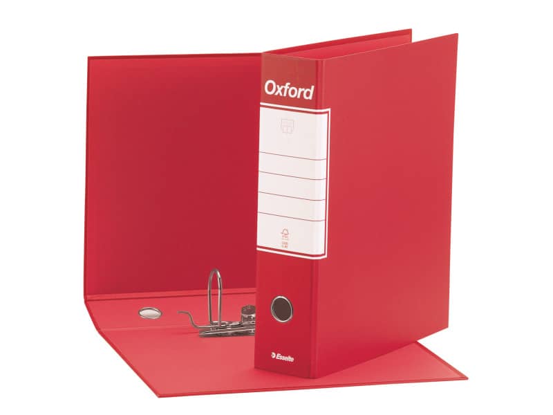Registratore con custodia Esselte G83 Oxford commerciale 29,5x32 cm - dorso 8 cm rosso - 390783160