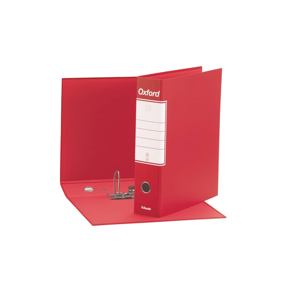 Registratore con custodia Esselte G83 Oxford commerciale 29,5x32 cm - dorso 8 cm rosso - 390783160