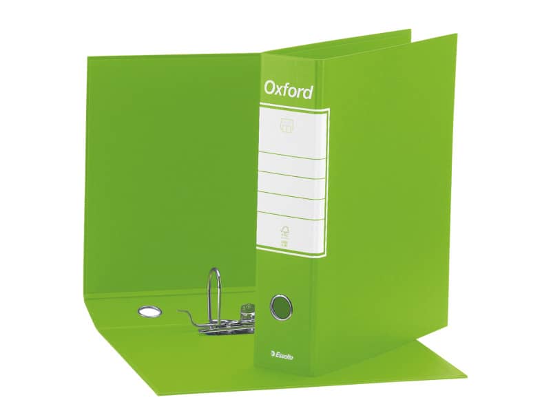 Registratore con custodia Esselte G85 Oxford protocollo 29,5x35 cm - dorso 8 cm verde lime - 390785600
