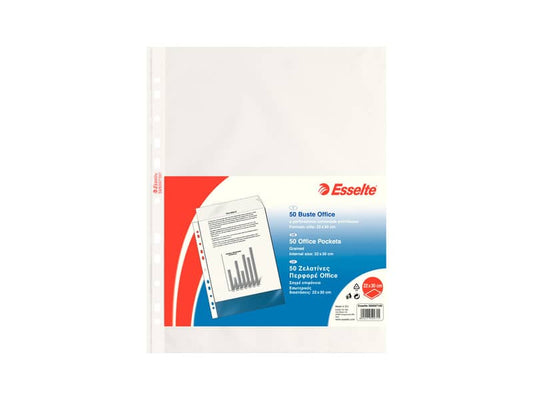 Buste a perforazione universale goffrate Esselte OFFICE 22x30 cm trasparente antiriflesso conf.50 - 395097100