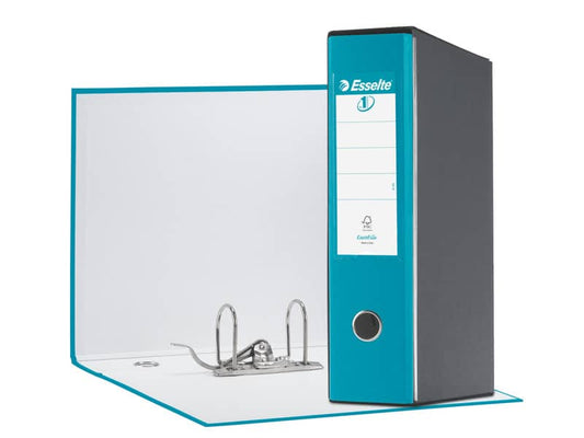 Registratore con custodia Esselte G55 Eurofile protocollo dorso 8 cm cartone rivestito in PP turchese - 390755800