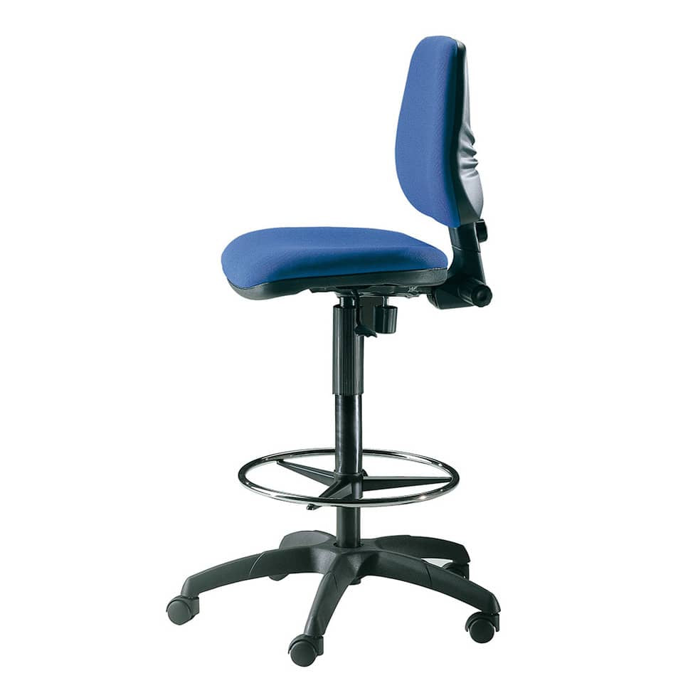 Sgabello tecnico Unisit Esos EOE1 seduta alta - poggiapiedi telescopico - rivestimento Eco blu -EOE1/EB