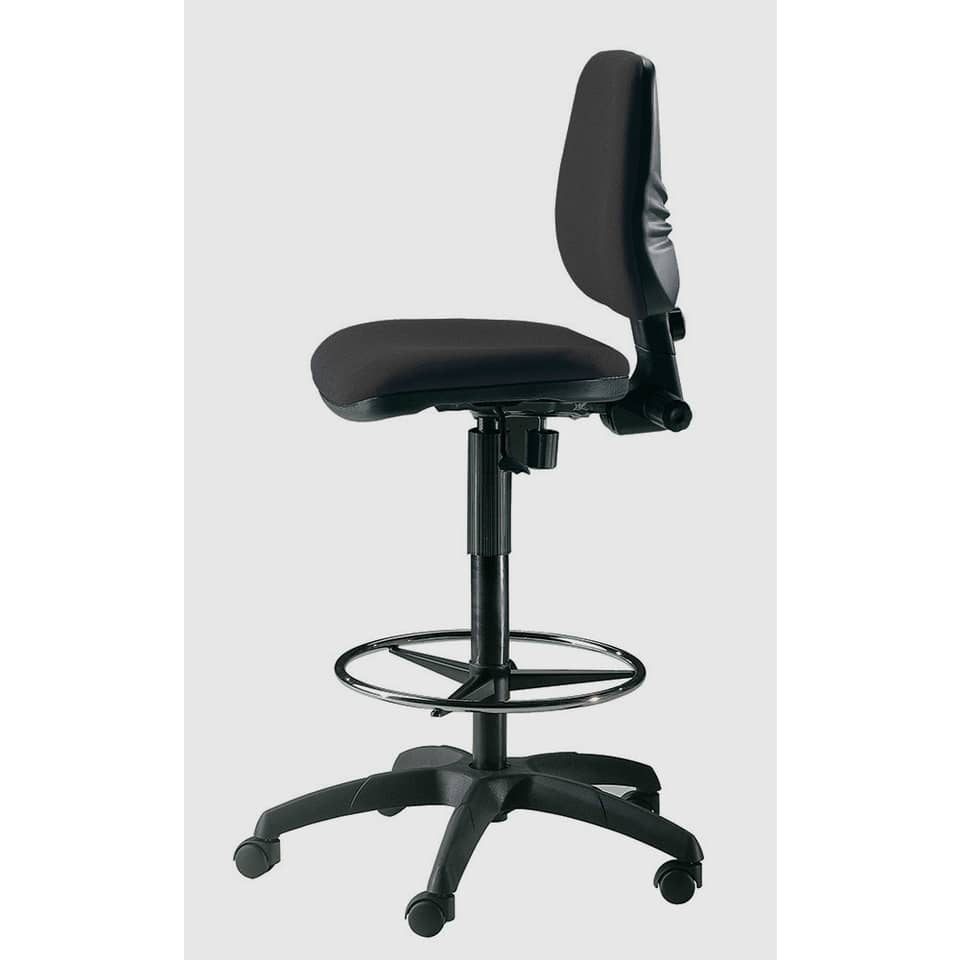 Sgabello tecnico Unisit Esos EOE1 seduta alta - poggiapiedi telescopico - rivestimento Eco nero - EOE1/EN