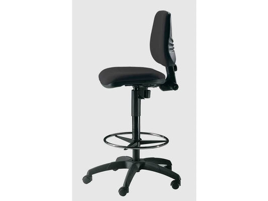 Sgabello tecnico Unisit Esos EOE1 seduta alta - poggiapiedi telescopico - rivestimento Eco nero - EOE1/EN