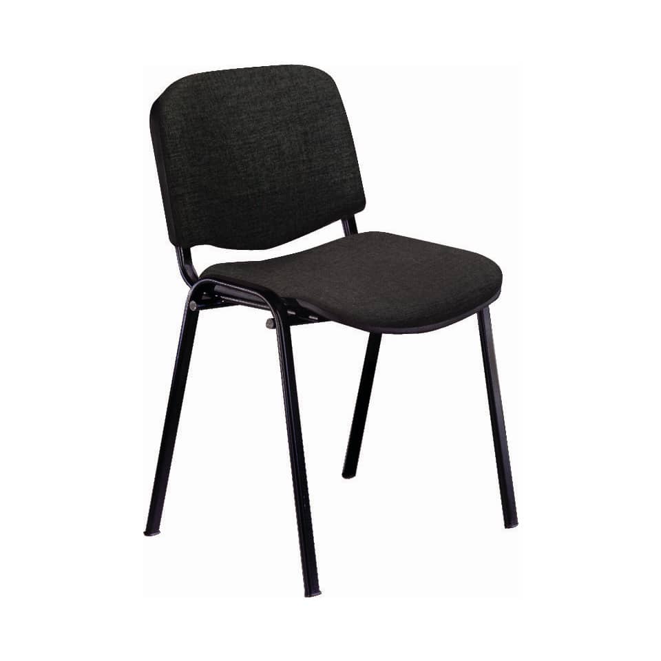 Sedia visitatore 4 gambe Unisit Dado D5S acciaio nero - rivestimento ignifugo nero - Conf. 4 pezzi - D5S/4/IN