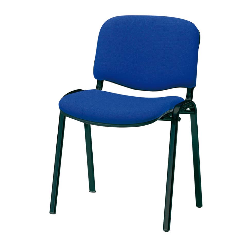 Sedia visitatore 4 gambe Unisit Dado D5S acciaio nero - rivestimento ignifugo blu - Conf. 4 pezzi - D5S/4/IB