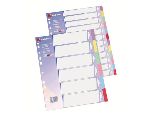 Divisori in cartoncino King Mec Manilla A4 12 tasti assortiti 26000