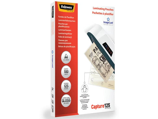 Pouches per plastificatrici Fellowes ImageLast Capture125 finitura lucida - 2x125 µm - A4 - Conf. 100 pezzi 5307407