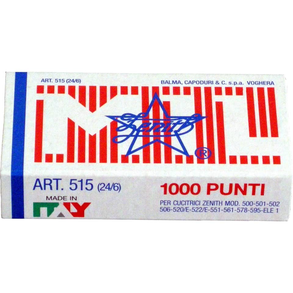 Punti metallici ZENITH 515 24/6  Conf. 1000 punti - 0305151601