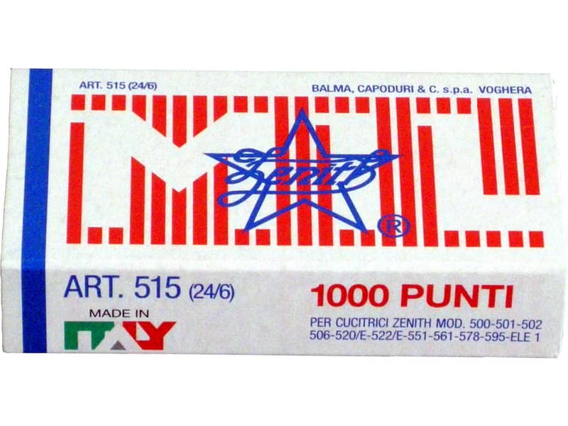 Punti metallici ZENITH 515 24/6  Conf. 1000 punti - 0305151601