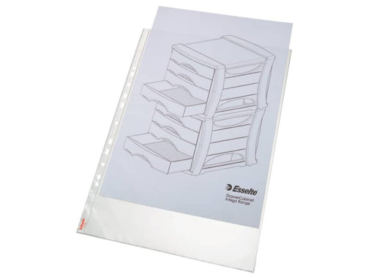 Buste a perforazione universale Esselte DELUXE goffrate antiriflesso trasparente 30x42 cm conf. 50 pezzi - 55231
