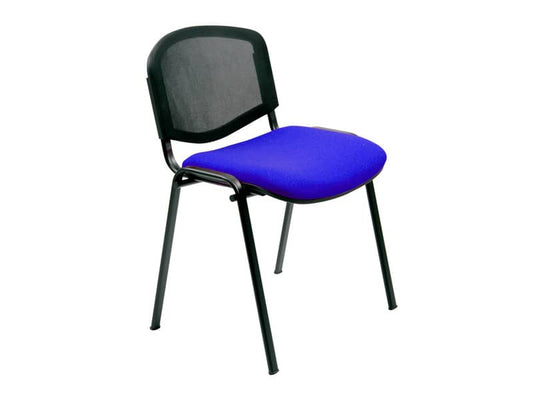 Sedia visitatore 4 gambe Unisit Dado D5N schienale in rete - rivestimento eco blu - Conf. 2 pezzi - D5N/2/EB