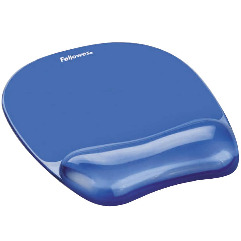 Tappetino mouse con poggiapolsi FELLOWES Crystal™ Gel blu trasparente 20,2 x 23,5 x 2,5 cm - 9114120