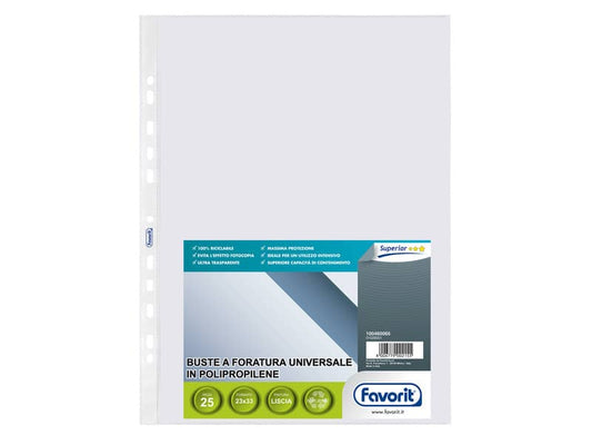 Buste trasp. a foratura universale FAVORIT liscia superior 23x33 cm conf. da 25 - 100460065