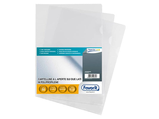 Buste trasp. a L FAVORIT buccia d'arancia superior 21x29,7 cm conf. da 50 - 100460049