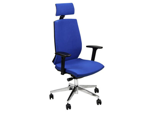 Sedia operativa girevole Unisit Larissa LR1SB con poggiatesta - rivestimento ignifugo blu - LR1SB/IB