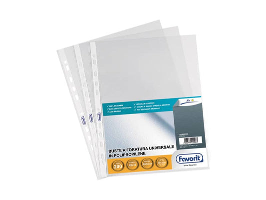Buste trasp. a foratura universale FAVORIT buccia d'arancia air 22x30 cm conf. da 200 - 100460055