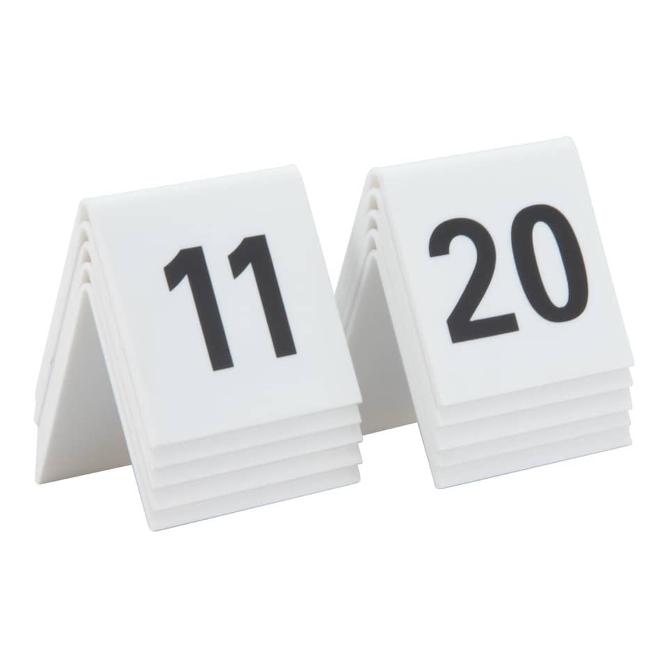 Segnaposto Securit® in acrilico rigido numeri da 11 a 20 bianco set da 10 pezzi - TN-11-20-WT