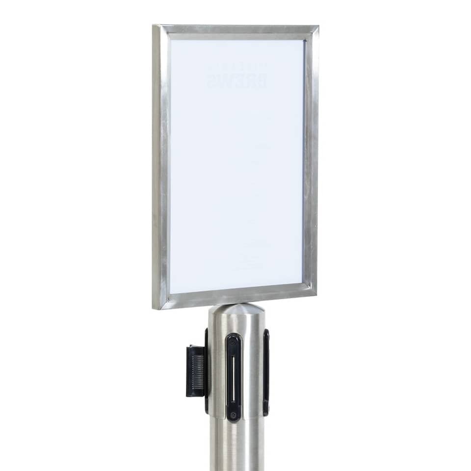 Display informativo Securit® in acciaio avvitabile su colonna Classic A4 cromato 31x22x2 cm - RS-SIGN-A4-PS