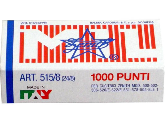 Punti metallici ZENITH 515/8 24/8  Conf. 1000 punti - 0305151801