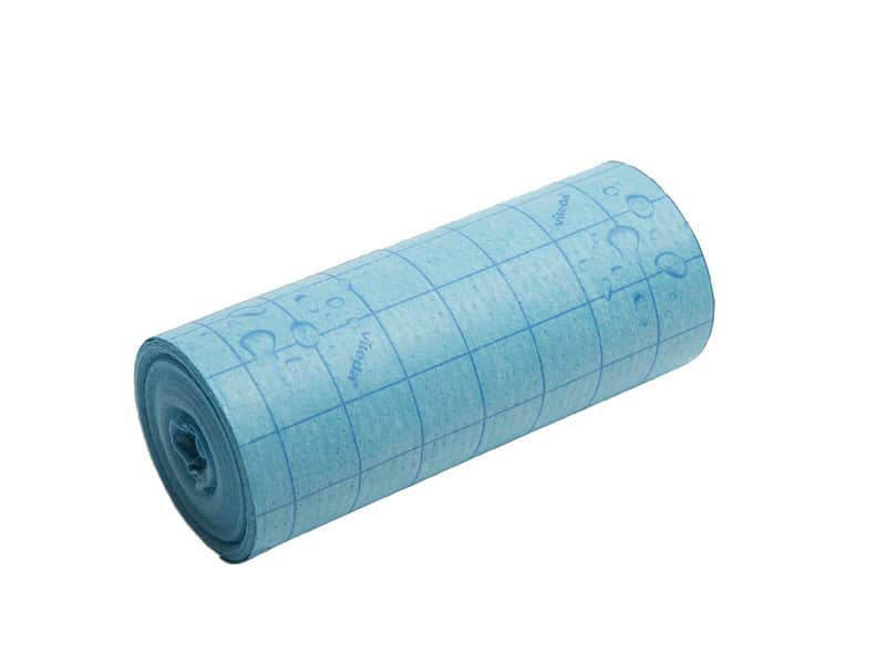 Rotolo pannospugna 25 cm x 10 m Vileda Professional Quick'n Dry in cotone e cellulosa blu - 100145