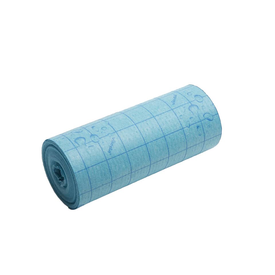 Rotolo pannospugna 25 cm x 10 m Vileda Professional Quick'n Dry in cotone e cellulosa blu - 100145