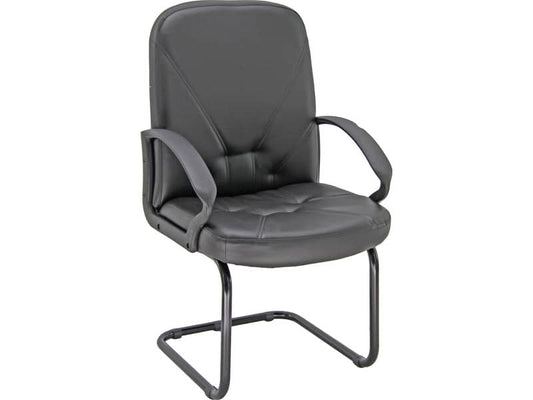 Poltrona visitatore su slitta Unisit Dante DNV Eco Smart - rivestimento similpelle nero - DNV/KN