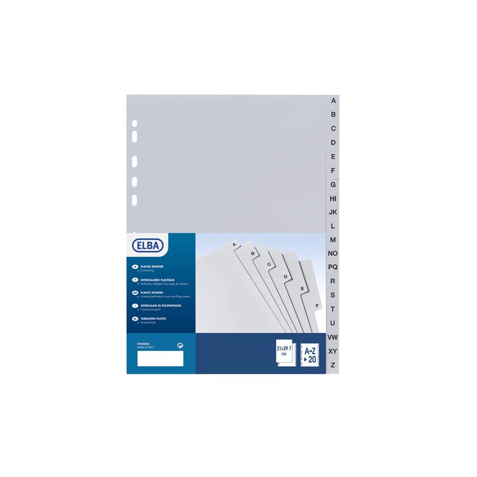 Divisore alfabetico Favorit 20 tacche A-Z - 22x30 cm grigio 400006691