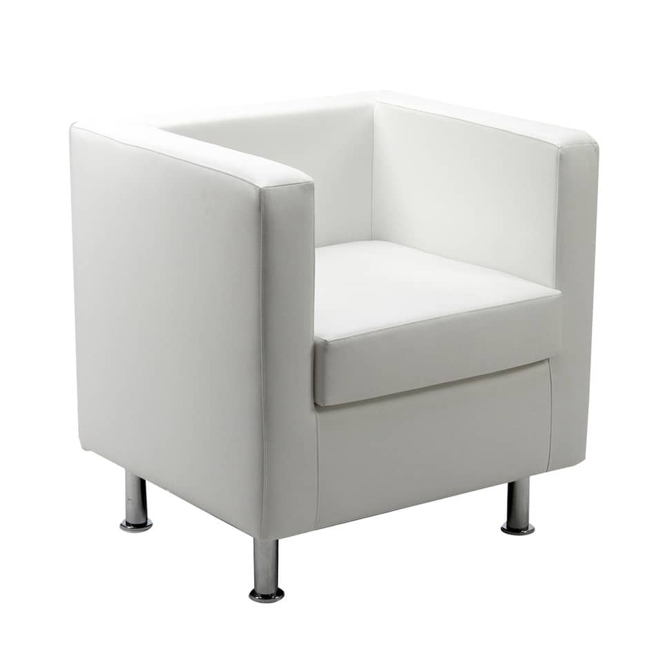 Divano attesa 1 posto Unisit Pragma PR1 schienale fisso - rivestimento tessuto similpelle bianco - PR1/KQ