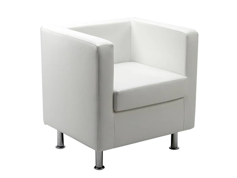 Divano attesa 1 posto Unisit Pragma PR1 schienale fisso - rivestimento tessuto similpelle bianco - PR1/KQ
