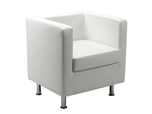 Divano attesa 1 posto Unisit Pragma PR1 schienale fisso - rivestimento tessuto similpelle bianco - PR1/KQ
