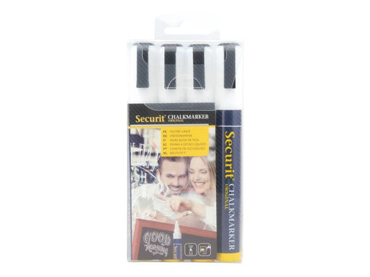 Pennarelli a gesso liquido Securit® a punta media 2-6 mm bianco set da 4 pennarelli - SMA510-V4-WT