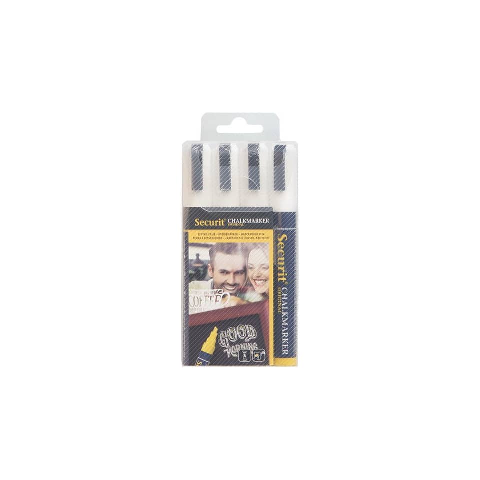 Pennarelli a gesso liquido Securit® a punta media 2-6 mm bianco set da 4 pennarelli - SMA510-V4-WT