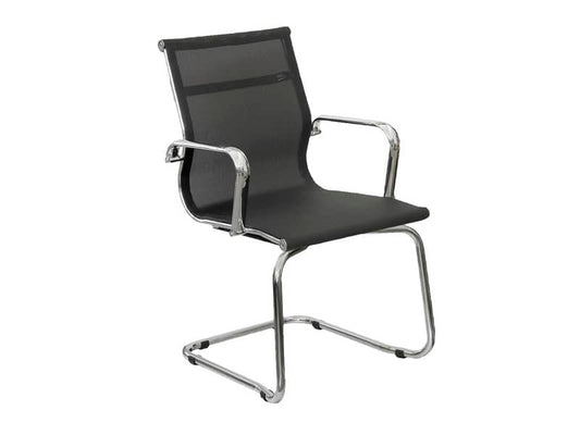 Sedia visitatore direzionale su slitta Unisit Pollux Space PXV schienale rete bianco - con braccioli - PXV/B