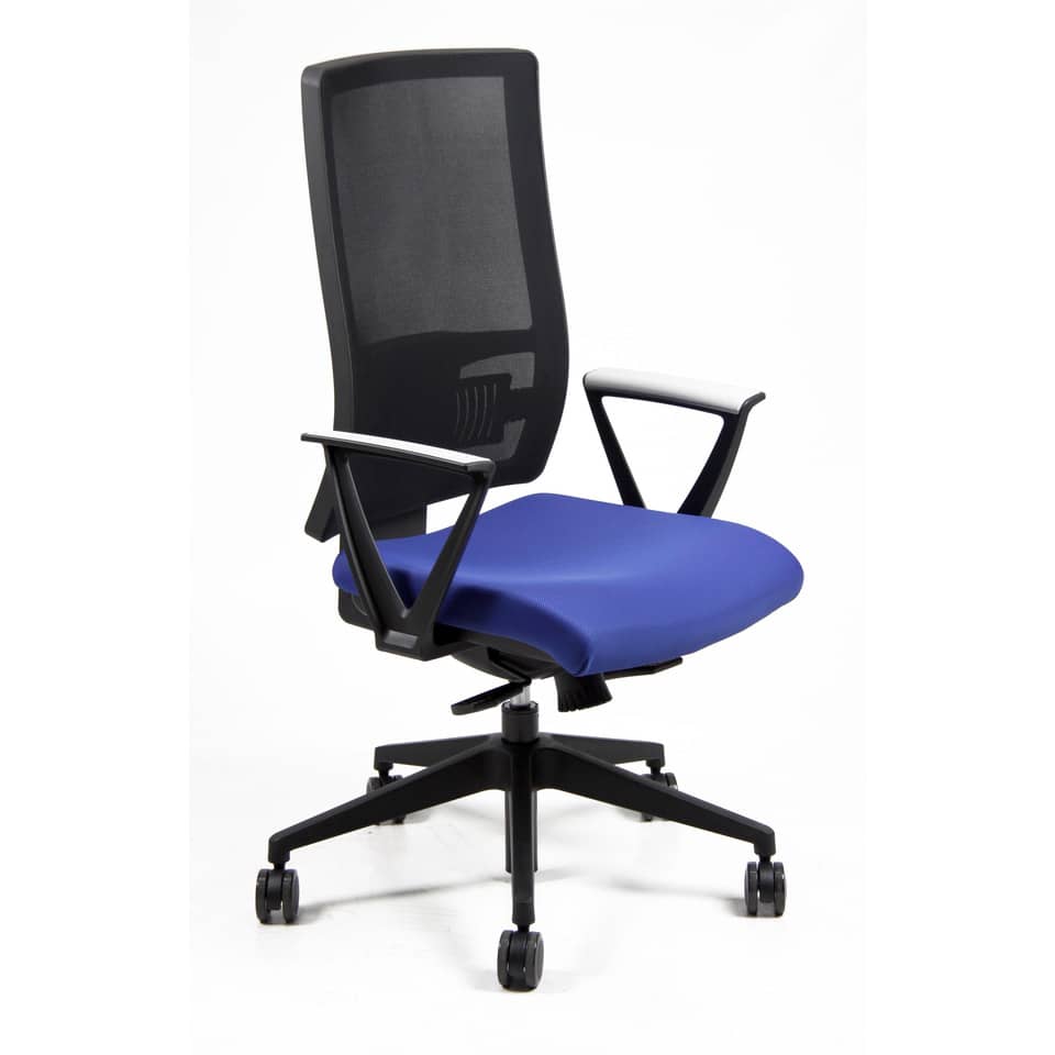 Sedia operativa girevole Unisit Nereide NDAE schienale in rete - rivestimento ignifugo blu - NDAE/IB