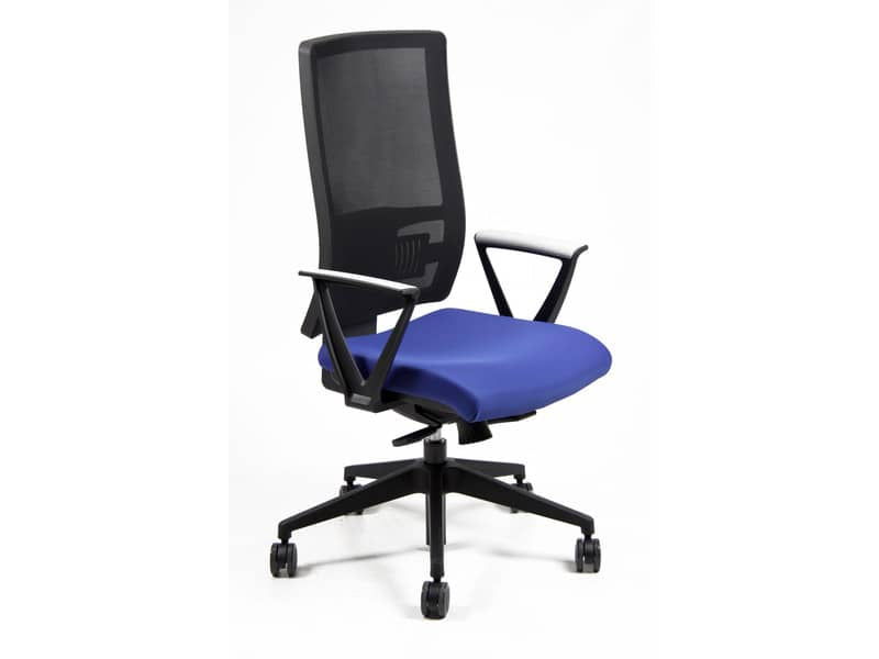 Sedia operativa girevole Unisit Nereide NDAE schienale in rete - rivestimento ignifugo blu - NDAE/IB